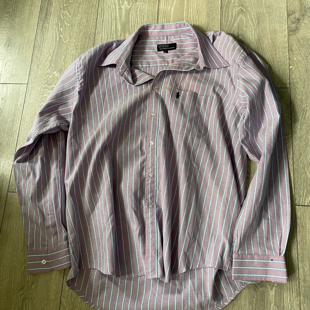 Ralph Lauren Pink and Blue Striped Button Down Shirt